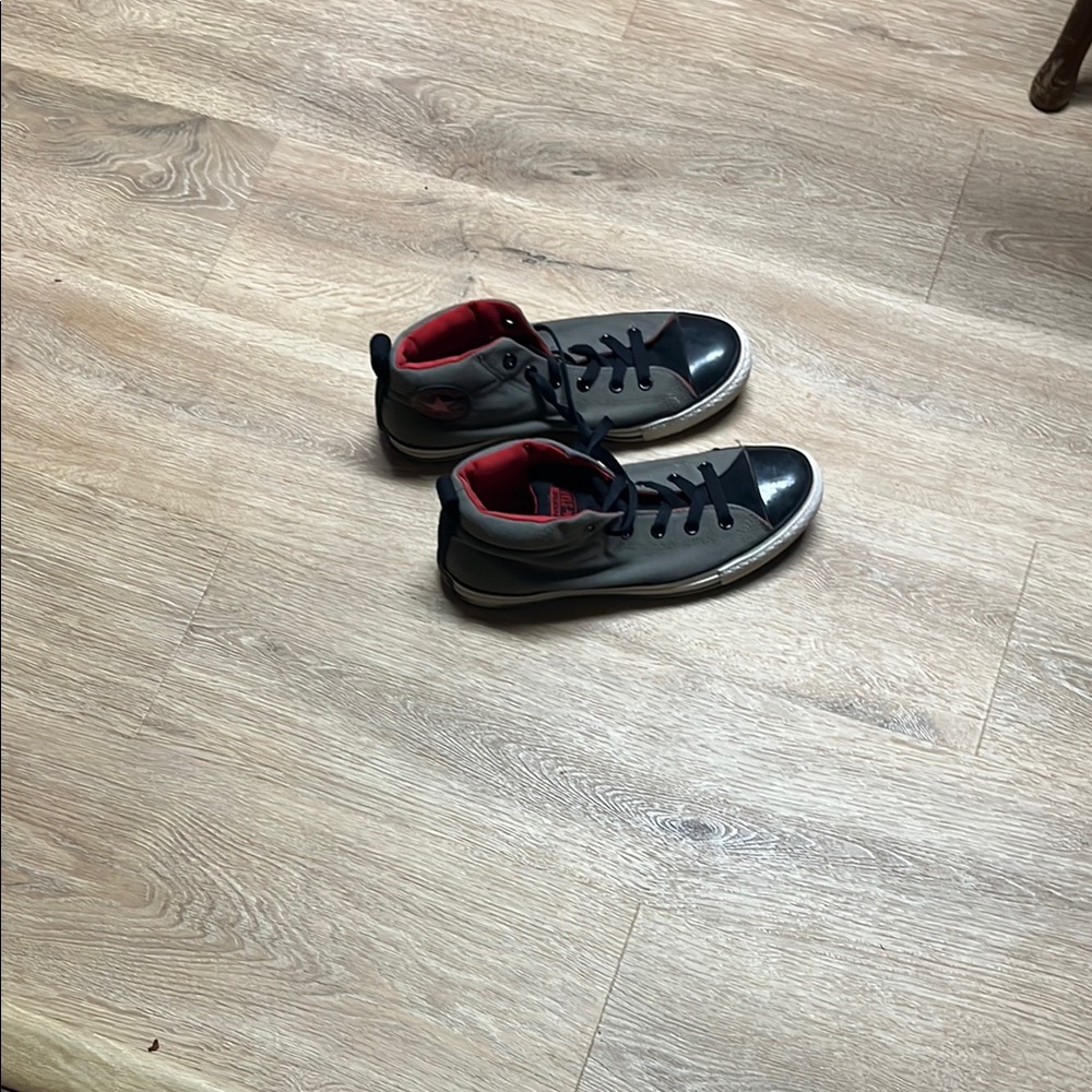 Converse Black and Gray High-Top Sneakers with Classic Style